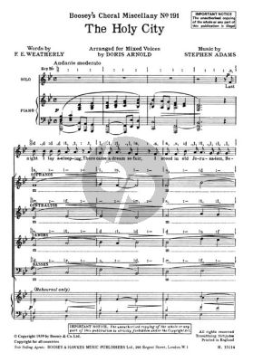 The Holy City Solo SATB-Piano