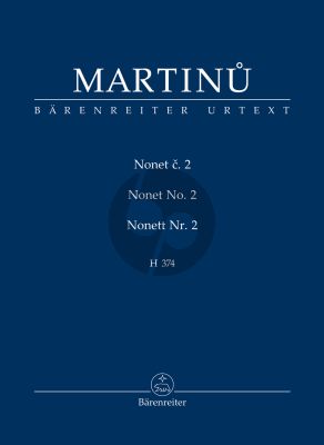 Martinu Nonett No.2 H.374 Flute-Oboe-Clarinet (B-flat)-Bassoon-Horn-Violin-Viola-Violoncello-Double bass Study Score