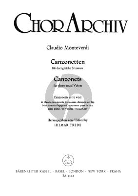 Monteverdi Canzonetten 3 Gleiche Stimmen SSA a cappella (Hilmar Trede)