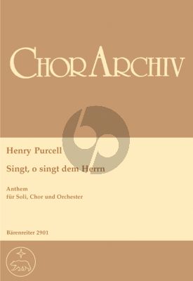 Purcell O, Sing unto the Lord (Singt, o singt dem Herrn (Anthem) SATB soli-SATB- Str.-Bc (Score)