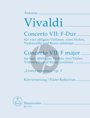 Vivaldi Concerto IX F-major (from L'estro armonico Op.3) (4 Vi.[obl.]- 2 Va.-Vc.-Bc) (Score/Parts) (edited by Walter Upmeyer)