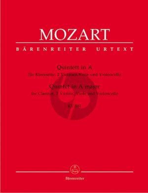 Mozart Quintett A-dur KV 581 (Stadler-Quintet) Klar.[A]-2 Vi.-Va.-Vc. (Stimmen) (Ernst Fritz Schmid) (Barenreiter-Urtext)