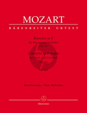 Mozart Konzert No.11 F-dur KV 413 Klavier und Orchester Ausgabe fur 2 Klaviere (Herausgegeben von Michael Töpel) (Barenreiter Urtext)