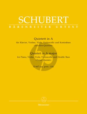 Schubert Quintet A-major D.667 (Op.Posth.114) (Forellen) Piano-Vi.-Va.-Vc.-Double Bass Score and Parts (edited by Arnold Feil) (Barenreiter Urtext)