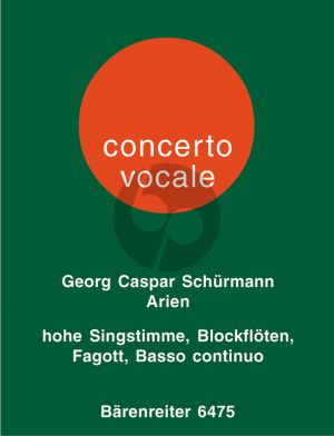 Schurmann 6 Arien aus Opern des Barock für hohe Singstimme, 1 oder 2 Altblockflöten, Fagott und Basso continuo (Part./Stimmen) (Nicolaus Delius)