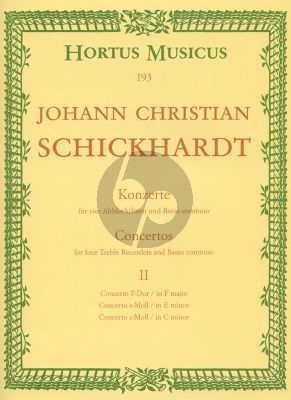 Schickhardt 6 Concertos Vol. 2 4 Treble Recorders and Bc (Score/Parts) (Richard Valentin Knab)