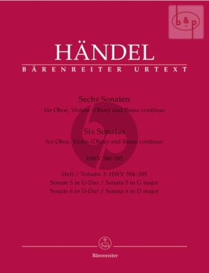 Sonaten Vol.3 (HWV 384 - 385) (Oboe-Violin[Oboe]- Bc)