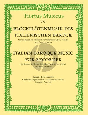 Album Italian Baroque Music for Treble Recorder [Flute / Oboe / Violin] and Bc (6 Sonatas by Italian Composers)