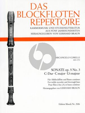 Corelli Sonate C-dur Op.5 No.3 Altblflockflote und Bc (Herausgegeben von Gerhard Braun)