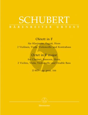 Schubert Octet F-major D.803 Op.Posth.166 Clar.-Bassoon- Horn- 2 Vi.-Va.-Vc.-Bass (Parts) (edited Arnold Feil) (Barenreiter-Urtext)