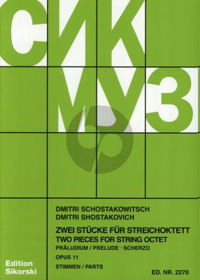 Shostakovich Prelude & Scherzo Op.11 for String Octet (4 Vi-2 Va-2 Vc) Set of Parts