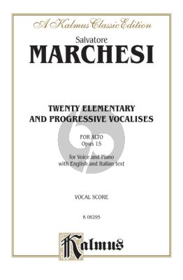 Marchesi 20 Elementary & Progressive Vocalises Op.15 Low Voice