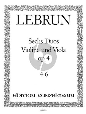 Lebrun 6 Duos Op. 4 Vol. 2 Violine und Viola (No. 4 - 6)