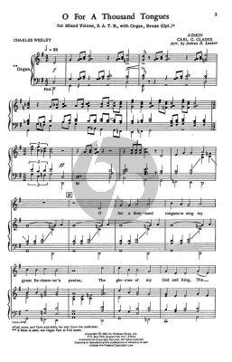 Glaser O for a thousand Tongues SATB and Organ or Piano (arr. James Laster)