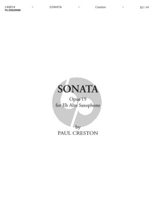 Creston Sonata Op.19 for Alto Saxophone and Piano