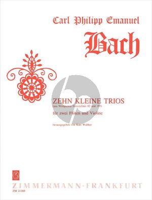 Bach 10 Kleine Trios WQ 82-193 2 Flöten-Violine (Part./Stimmen) (Kurt Walther)