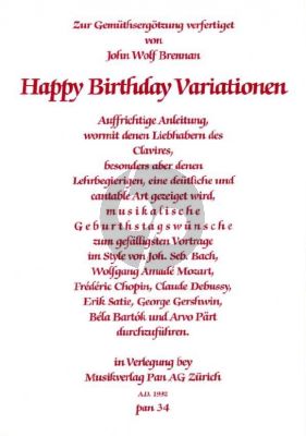 Happy Birthday Variationen Op. 95 Klavier