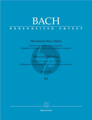 Bach Musical Offering BWV 1079 Vol.3 Kanons Flute-2 Vi.-Opt.Cemb(Clavier)-Bc.) (Score/Parts)