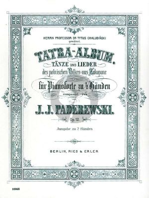 Paderewski Tatra Album Op.12 (Tänze und Lieder des polnischen Volkes aus Zakopane) (Klavier 4 Hande)