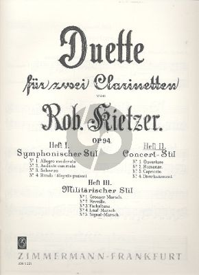 Kietzer Duette Op.94 Vol.2 Konzert Stil 2 Klarinetten