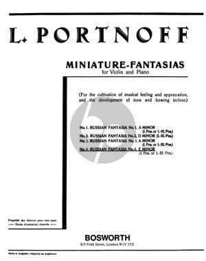 Portnoff Russian Fantasia No.4 E-minor Violin and Piano (1st or 1st- 3rd Position)