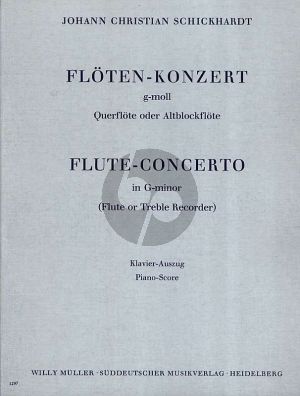Schickhardt Konzert g-moll for Flute [Treble Recorder] and Orchestra (Piano Reduction) (Herausgegeben von Wilhelm Mohr)