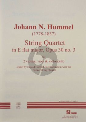 Hummel Quartet E-flat Op. 30 No. 3 2 Violins-Viola and Violoncello (Parts) (edited by Harold Harriott)
