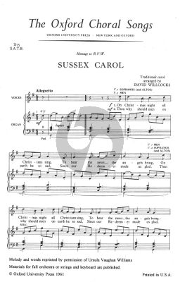 Sussex Carol SATB-organ (Traditional Carol)