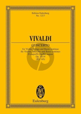 Vivaldi Concerto D Major Op.35 No.19 RV 212A PV 165 Violin and Orchestra Studyscore (fatto per la Solennita della Lingua di San Antonio)