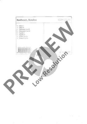 Beethoven Rondino Es dur WoO 25 fur 8 Blaser Stimmensatz (2 Oboen, 2 Klarinetten, 2 Horner in F und 2 Fagotten) (Herausgeber Helmut W. May)