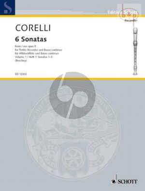 6 Sonatas from Op.5 Vol.1 Treble Recorder-Bc