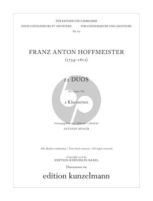 Hoffmeister 12 Original-Duos 2 Klarinetten