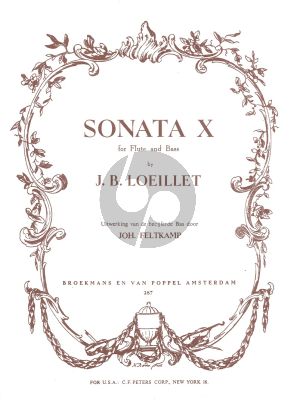 Loeillet Sonata X Flute and Basso Continuo (Ed. J. Feltkamp)