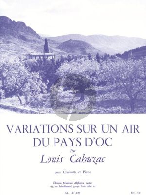 Cahuzac Variations air du Pays d'Oc pour Clarinette et Piano