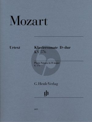 Mozart Sonate KV 576 D dur fur Klavier (Herausgeber Ernst Herttrich - Fingersatz Hans-Martin Theopold) (Henle-Urtext)