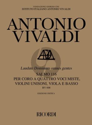 Vivaldi Laudate dominum omnes gentes RV 606 Score (SATB-2 Vl unisoni-Va. and Bc Score) (edited by Michael Talbot)