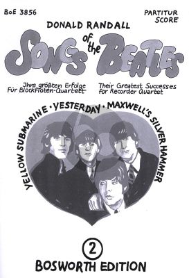 Beatles Songs of the Beatles Vol.2 Recorder Quartet SATB (Guitar ad libitum) (arranged by Donald Randall) (Score/Parts)