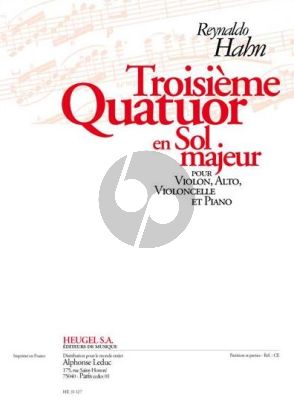 Hahn Quatuor No.3 G-major Violin-Viola-Violoncello and Piano (Partition-Parties)