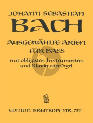 Bach Ausgewahlte Arien für Bass mit obl.Instrumenten und Klavier oder Orgel (Part./Stimmen) (Eusebius Mandyczewski)