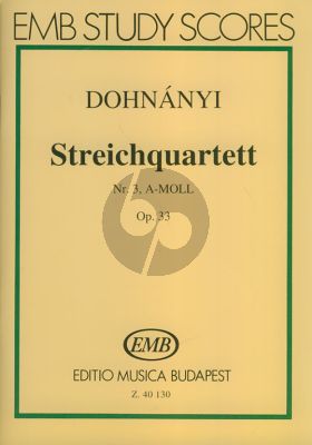 Dohnanyi Quartet No.3 a-minor Op.33 2 Vi.-Va.-Vc Study Score (EMB Study Score)