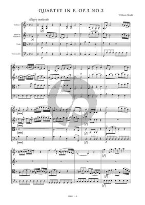 Shield String Quartet F-major Op.3 No.2 (Parts) (edited by Robert Hoskins)