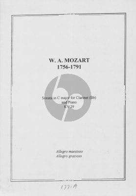 Mozart Sonate C-Major KV 29 for Clarinet in Bb and Piano