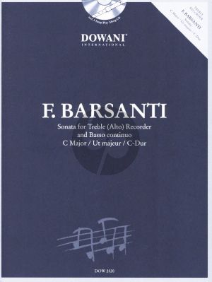Barsanti Sonata C-major Treble Recorder and Bc (Bk-Cd) (Dowani 3 Tempi Play-Along) (edited by Manfredo Zimmermann)