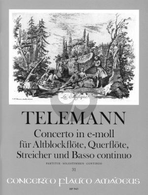 Telemann Concerto e-minor TWV 52:e1 (Treble Rec.-Flute- Strings-Bc) (Score with Solo Parts)