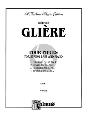 Gliere 4 Pieces Op.32 Double Bass-Piano