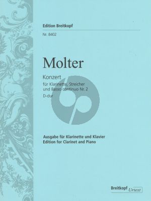 Molter Konzert Nr.2 D-dur for Clarinet in A or D and Basso Continuo (Becker-Obst)