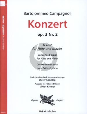 Campagnoli Konzert D-dur Op. 3 No. 2 Flöte und Orchester (Klavierauszug) (Dieter Sonntag)