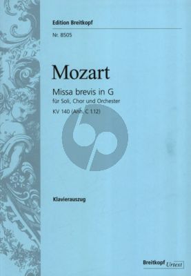 Mozart Missa Brevis in G KV 140 Klavierauszug