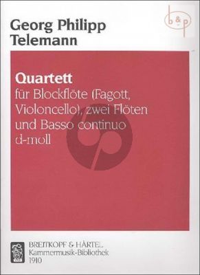 Quartet d-minor TWV 43:d1 (Tr.rec.[Bsn/Vc.]- 2 Fl.-Bc.) (Score/Parts)