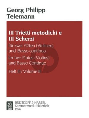 Telemann Trietti Metodichi e 3 Scherzi No.3 2 Flutes[2 Vi.]-Bc